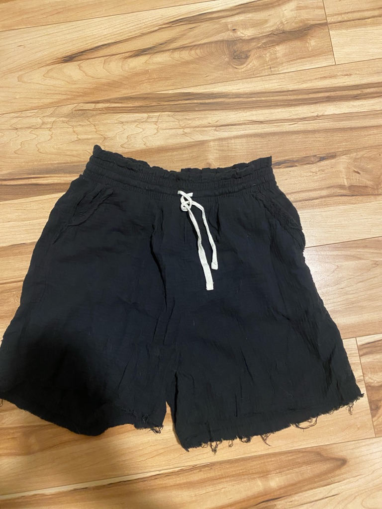 Casual Black Drawstring Shorts
